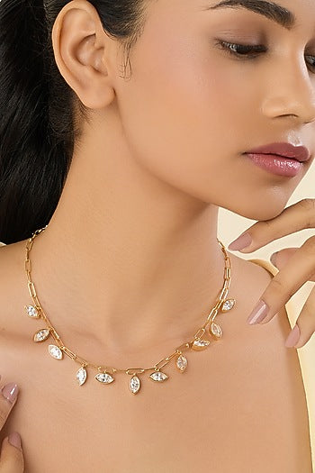 Gold Plated Gemstone Choker Necklace