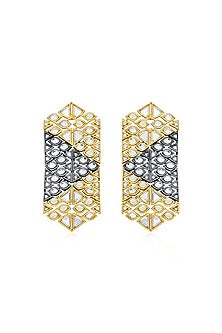Two Tone Plated Mirror Trencadis Dangler Earrings