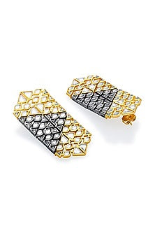 Two Tone Plated Mirror Trencadis Dangler Earrings