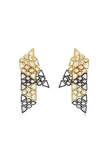 Two Tone Plated Mirror Dangler Earrings