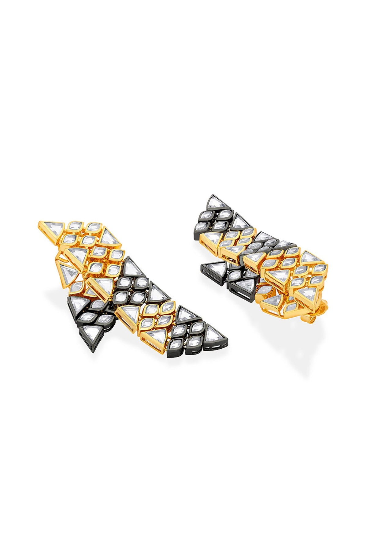 Two Tone Plated Mirror Dangler Earrings