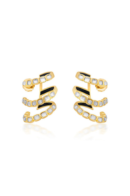 Gold Plated Mirror Layered Hoop Earrings