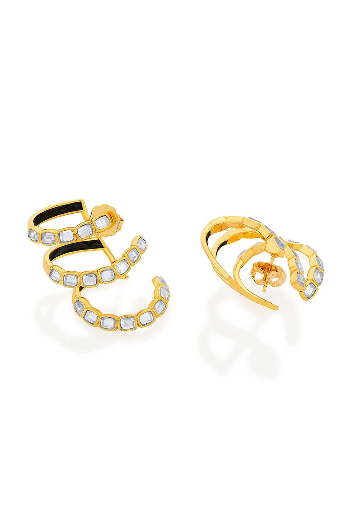 Gold Plated Mirror Layered Hoop Earrings