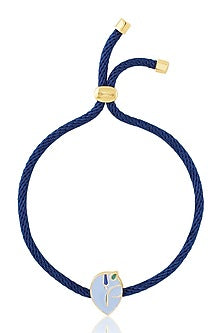 Gold Plated Crystal Krishna Motif Light Blue Enameled Bracelet