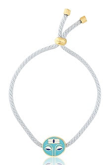 Gold Plated Crystal Shiva Charm Light Blue Enameled Bracelet