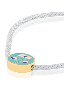 Gold Plated Crystal Shiva Charm Light Blue Enameled Bracelet