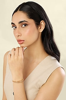 Gold Plated Orange Baguette-Cut Crystal Zirconia Cuff