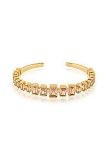 Gold Plated Orange Baguette-Cut Crystal Zirconia Cuff