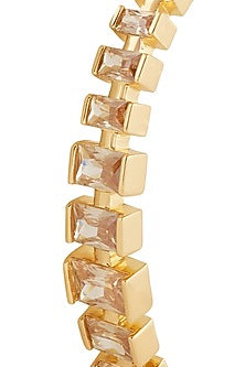 Gold Plated Orange Baguette-Cut Crystal Zirconia Cuff