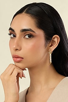 Gold Plated White Crystal Zirconia Dangler Earrings