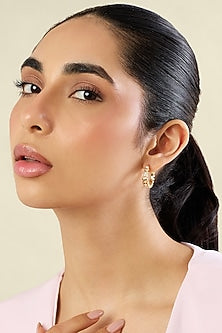 Gold Plated Yellow Crystal Zirconia Hoop Earrings