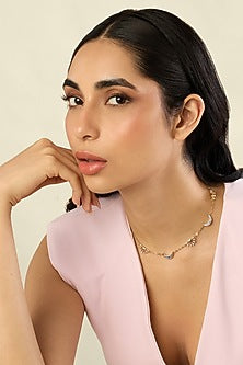 Gold Plated Crystal Zirconia Enameled Necklace