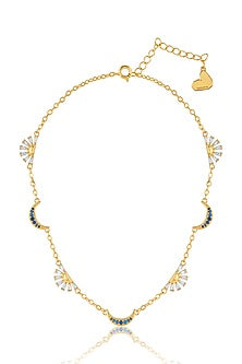 Gold Plated Crystal Zirconia Enameled Necklace