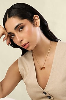 Gold Plated Crystal Zirconia Green Enameled Pendant Necklace