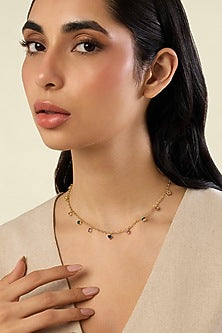 Gold Plated Multi-Colored Crystal Zirconia Necklace