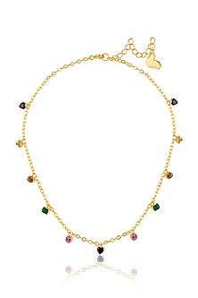 Gold Plated Multi-Colored Crystal Zirconia Necklace