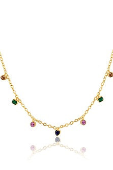 Gold Plated Multi-Colored Crystal Zirconia Necklace