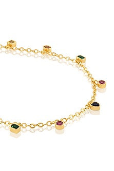 Gold Plated Multi-Colored Crystal Zirconia Necklace