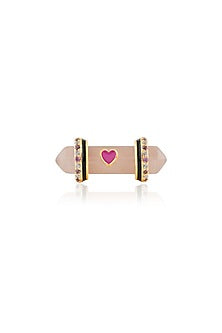 Gold Plated Quartz & Crystal Zirconia Enameled Ring
