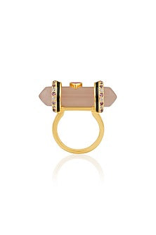 Gold Plated Quartz & Crystal Zirconia Enameled Ring