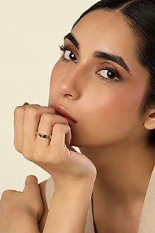 Gold Plated Crystal Zirconia Enameled Ring