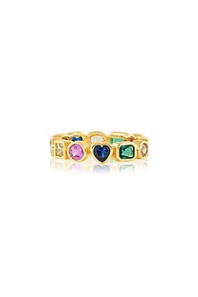 Gold Plated Crystal Zirconia Enameled Ring