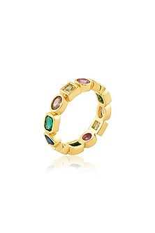 Gold Plated Crystal Zirconia Enameled Ring