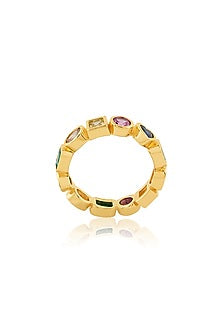 Gold Plated Crystal Zirconia Enameled Ring