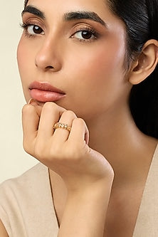 Gold Plated Orange Baguette-Cut Crystal Zirconia Ring