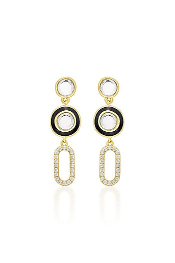 Gold Plated CZ Crystal Enameled Dangler Earrings