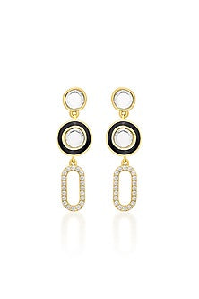 Gold Plated CZ Crystal Enameled Dangler Earrings