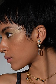 Gold Plated CZ Crystal Enameled Dangler Earrings