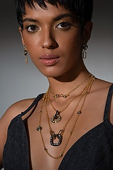 Gold Plated CZ Crystal Enameled Dangler Earrings