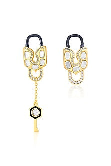 Gold Plated CZ & Mirror Stud Earrings