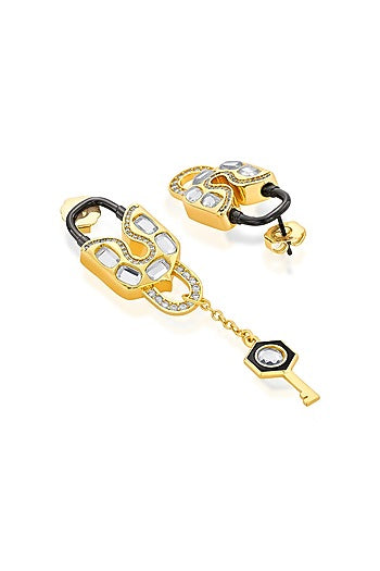 Gold Plated CZ & Mirror Stud Earrings