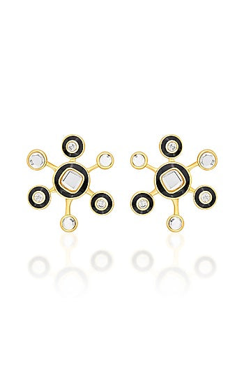Gold Plated CZ Starburst Stud Earrings