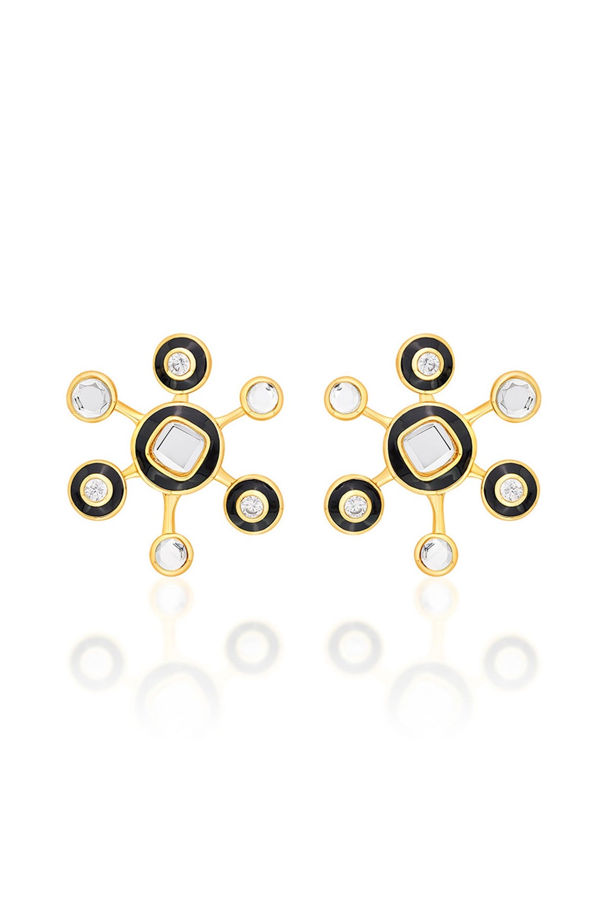Gold Plated CZ Starburst Stud Earrings
