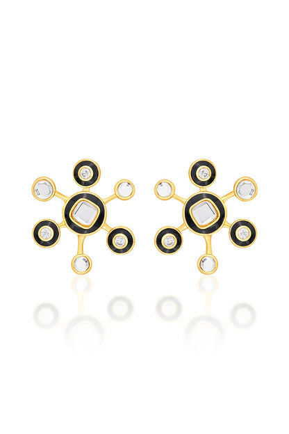 Gold Plated CZ Starburst Stud Earrings