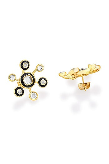 Gold Plated CZ Starburst Stud Earrings