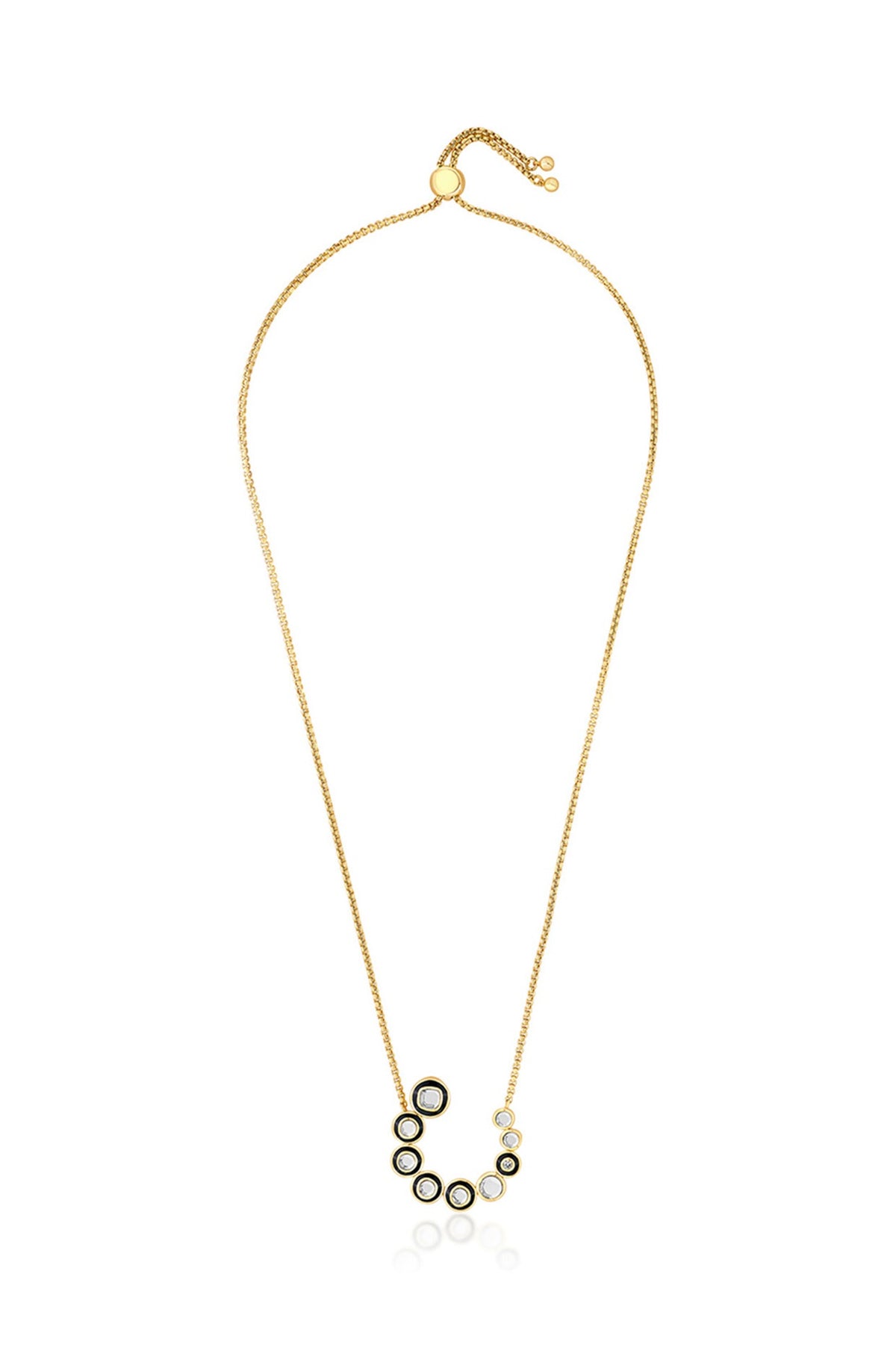 Gold Plated CZ & Mirror Enameled Necklace