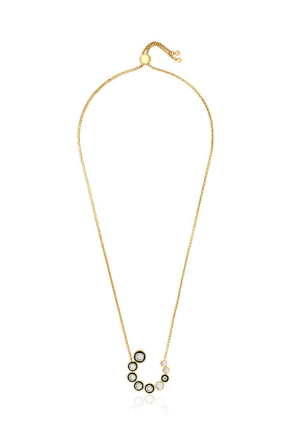 Gold Plated CZ & Mirror Enameled Necklace