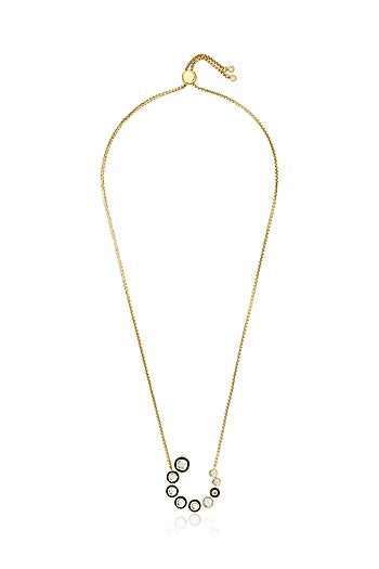 Gold Plated CZ & Mirror Enameled Necklace
