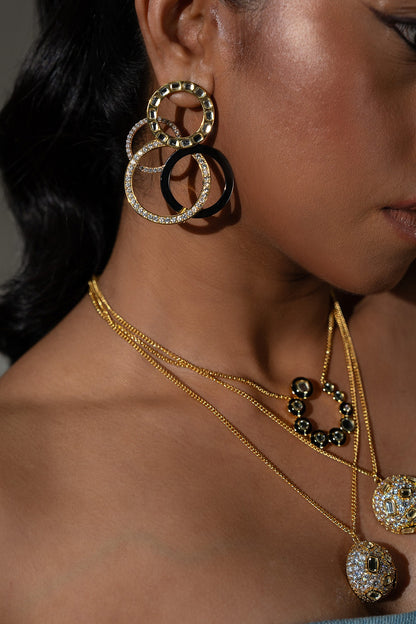 Gold Plated CZ & Mirror Enameled Necklace