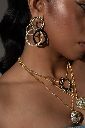 Gold Plated CZ & Mirror Enameled Necklace