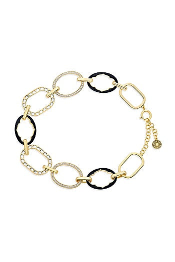 Gold Plated CZ & Mirror Enameled Choker Necklace