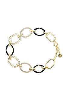 Gold Plated CZ & Mirror Enameled Choker Necklace