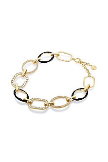 Gold Plated CZ & Mirror Enameled Choker Necklace