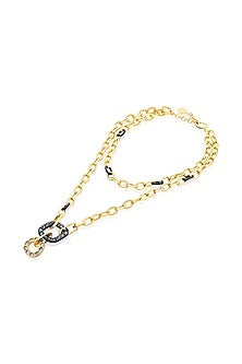 Two Tone Plated Mirror Enameled Inter Layered Chain Necklace