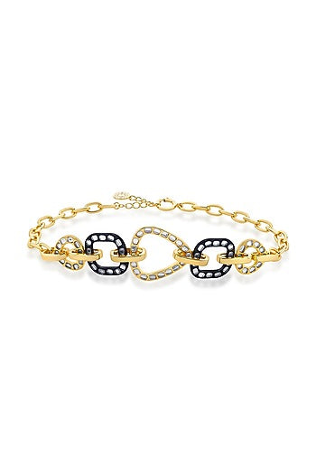 Two Tone Plated Mirror Enameled Choker Necklace