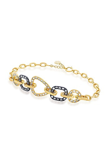 Two Tone Plated Mirror Enameled Choker Necklace